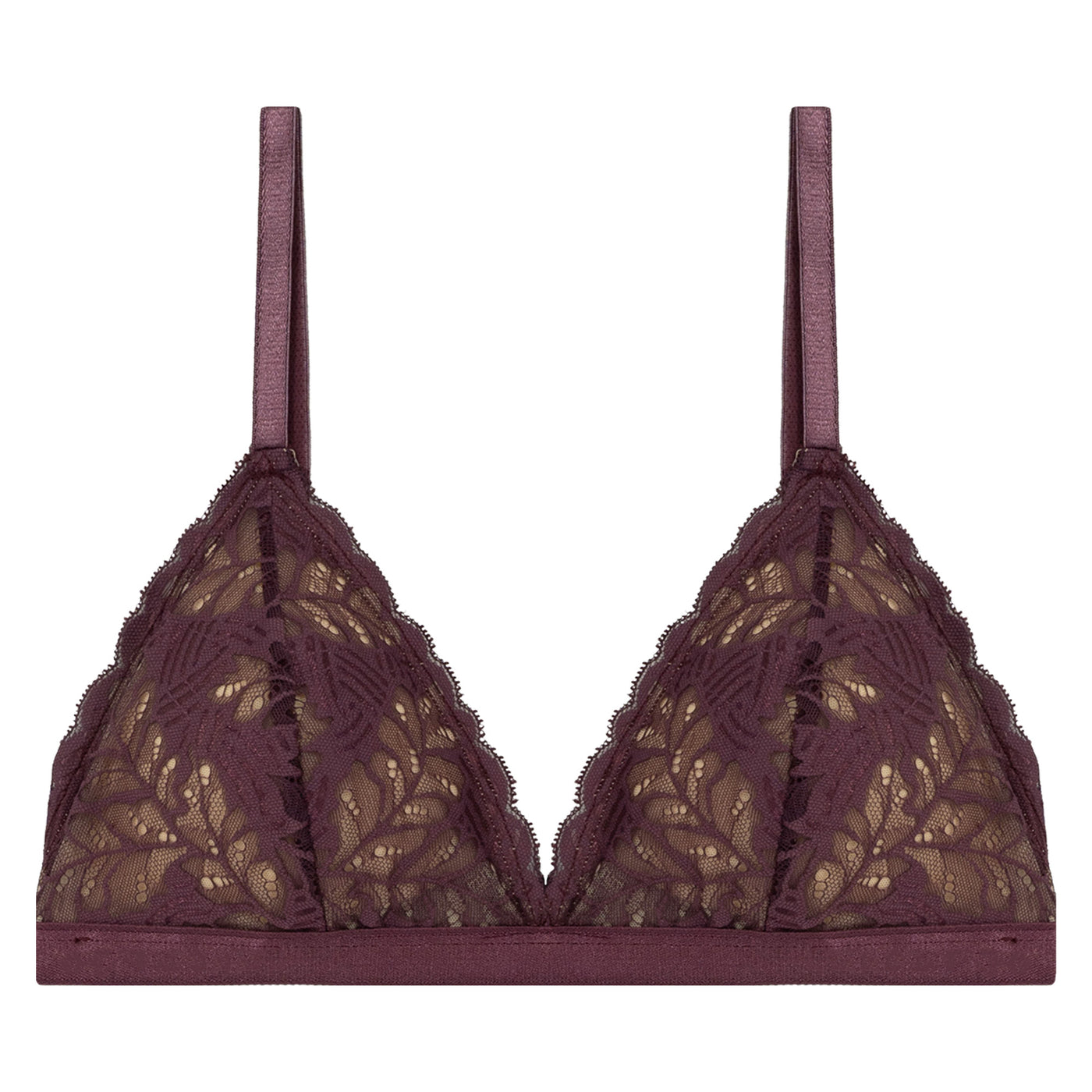 Underprotection bra in burgundy made in recycled polyamide